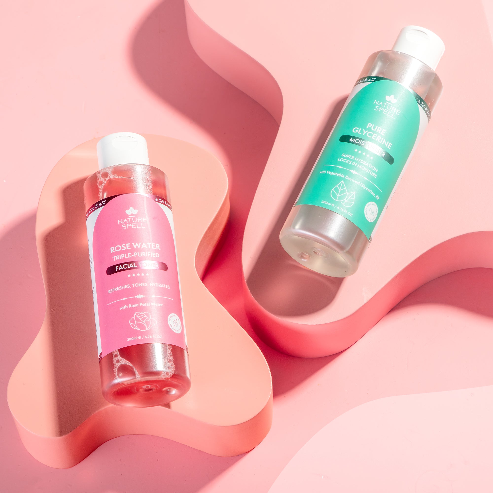 Glass Skin Duo: Rose Water Toner & 100% Pure Glycerine